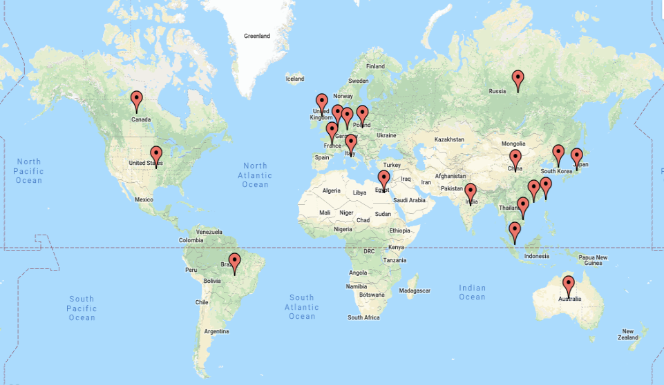 Cyber Security Threat Geolocations August 13-19 2018