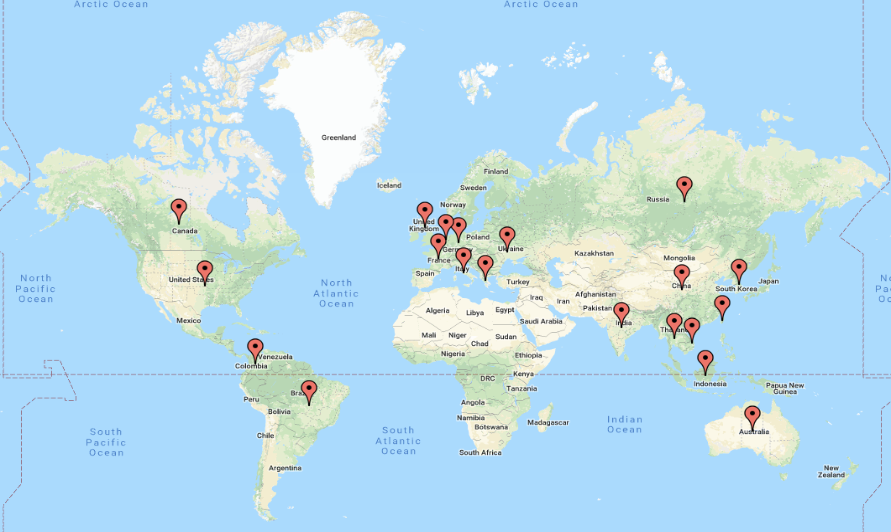 Cyber Security Threat Geolocations October 15-21 2018