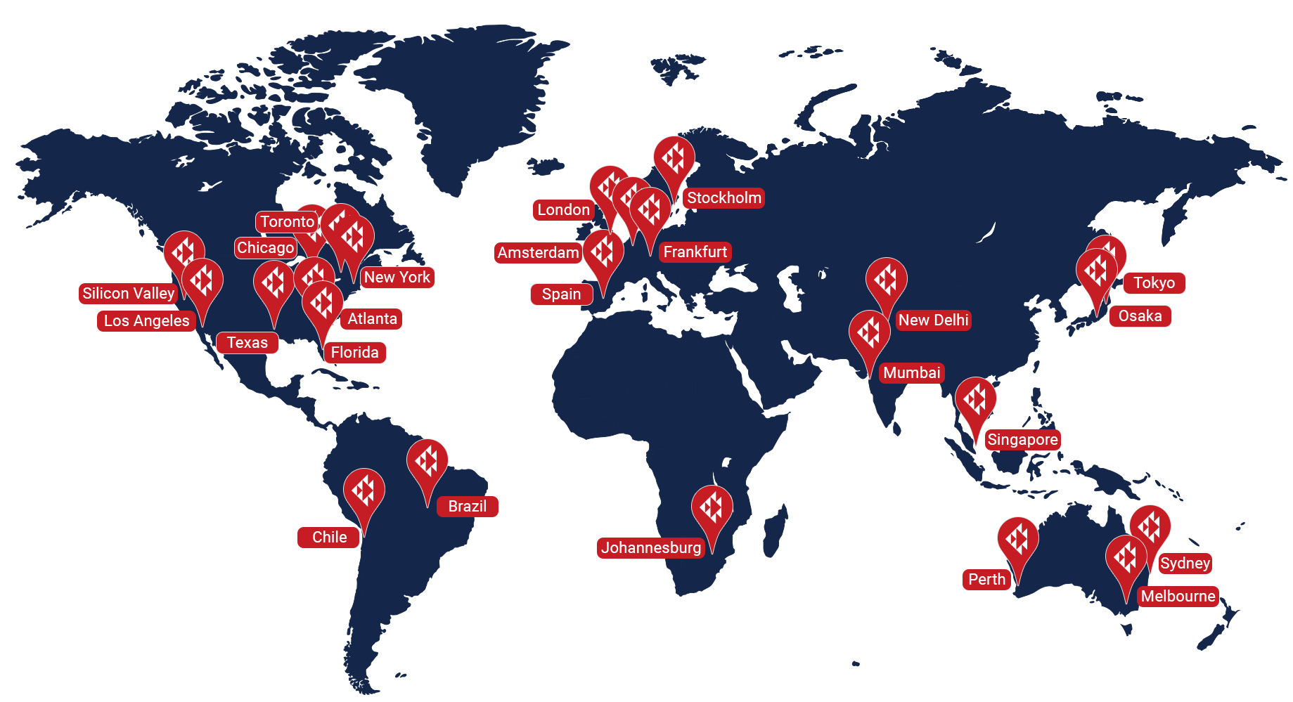 Red Piranha operates 24 PoPs worldwide Red Piranha operates 24 PoPs worldwide