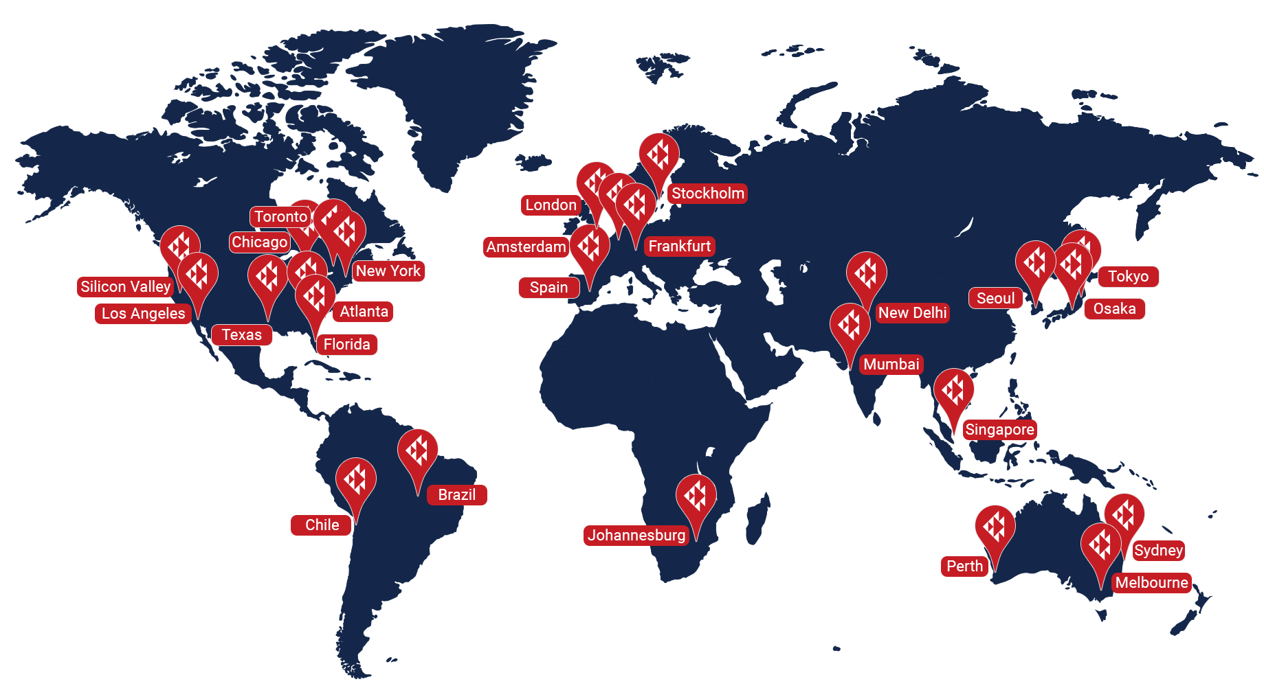 Red Piranha operates 24 PoPs worldwide Red Piranha operates 24 PoPs worldwide